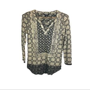 LUCKY BRAND 🍀 Boho Patterned 3/4 Sleeve Top